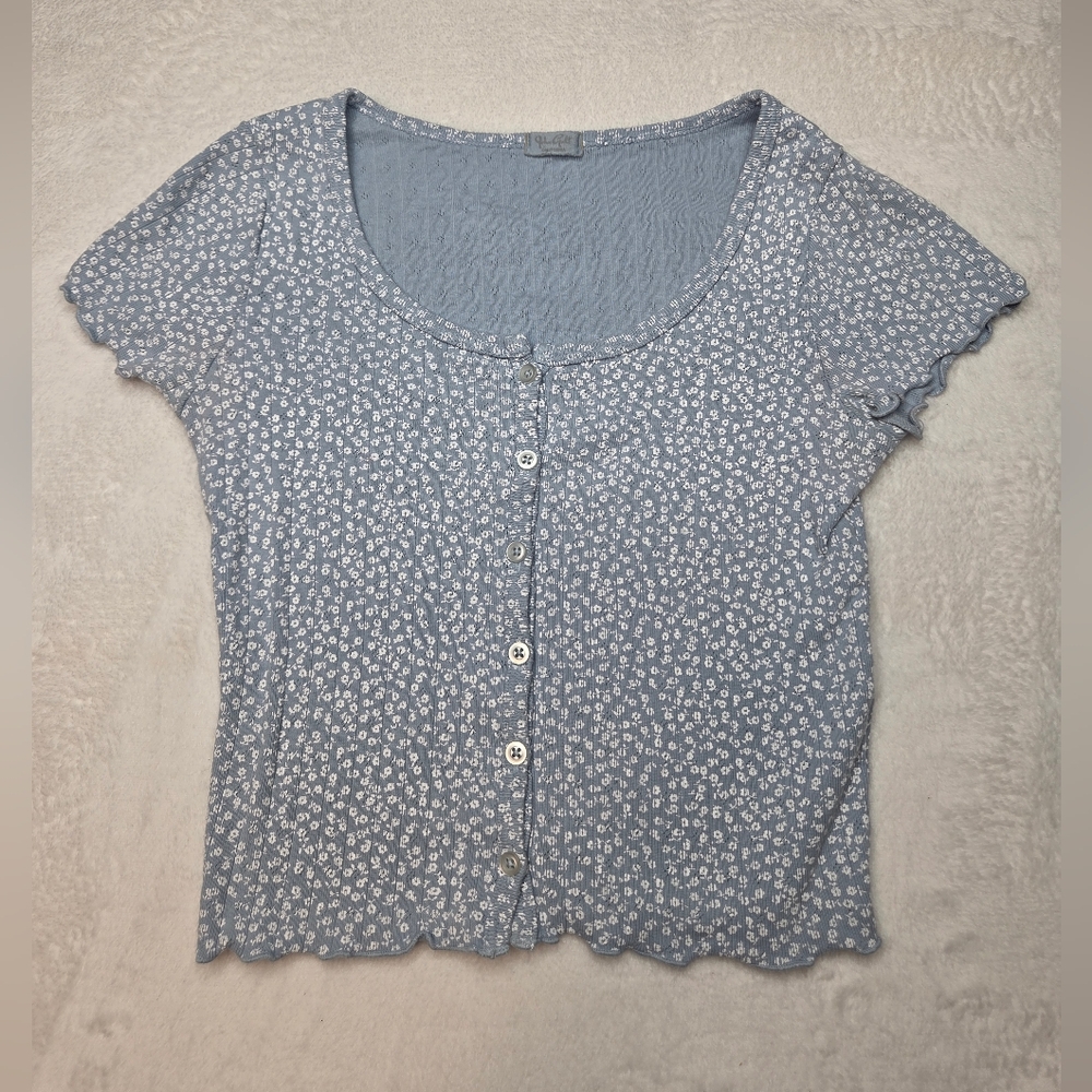 John Galt Blue Floral Small Button-Down Shirt